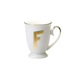 Outlet Bitossi Home Mug Lettera F 11 O 8,7 Cm Decalcomania Oro