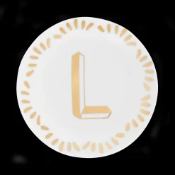 Discount Bitossi Home Piattino Lettera L Decalcomania Oro
