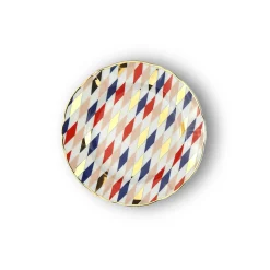 Outlet Bitossi Home Piatto Dessert Quadri Decalcomania Oro