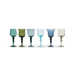 Clearance Bitossi Home Set 6 Calici Forme Assortite - Texture Nuance Blu/Verde