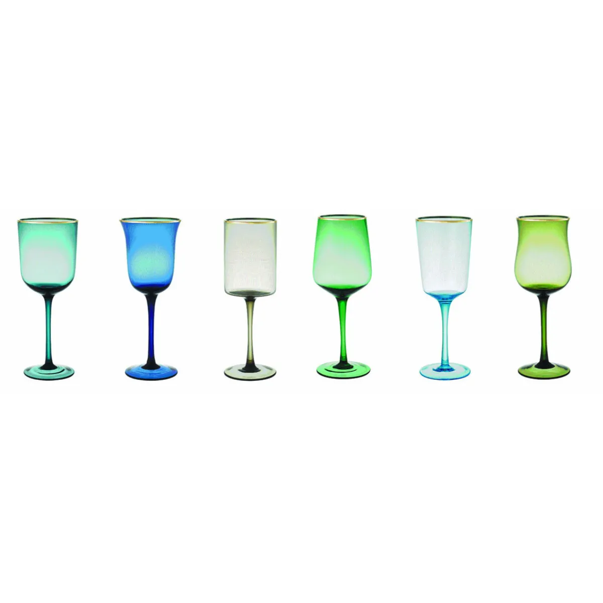Clearance Bitossi Home Set 6 Calici Forme Assortite Nuances Blu/Verde Bordo Oro