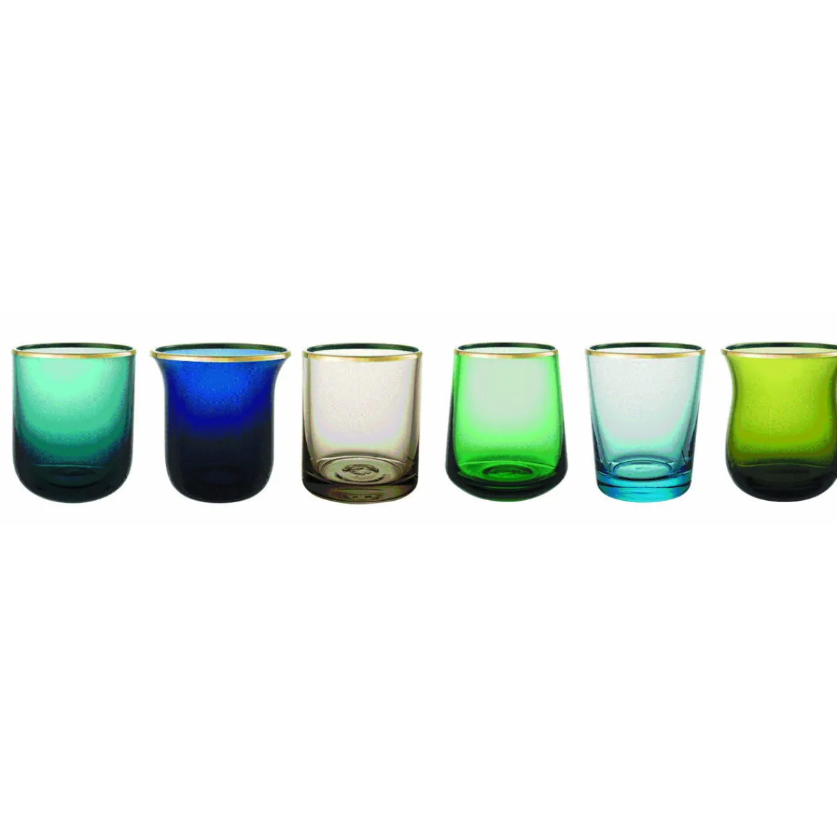 Clearance Bitossi Home Set 6 Tumbler Forme Assortite Nuances Blu/Verde Bordo Oro